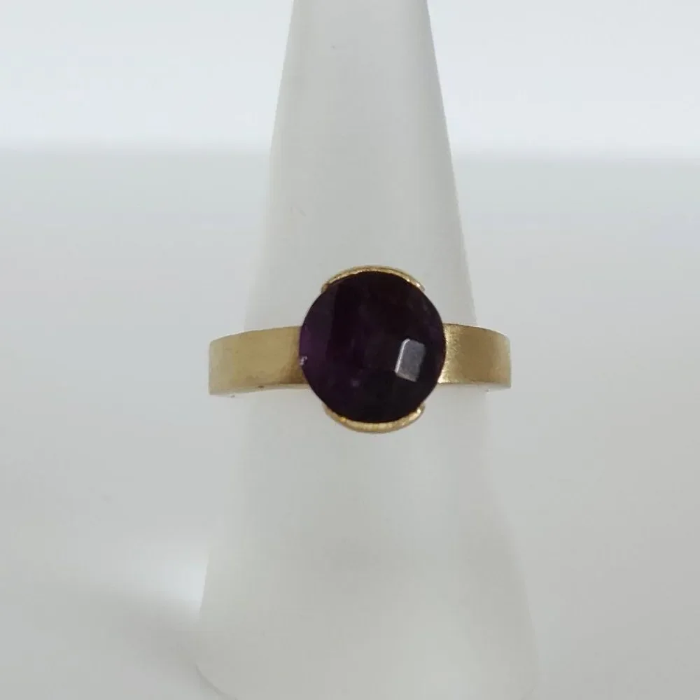 Amethyst Deep Purple Ring 14K YG over Sterling Silver Size 7